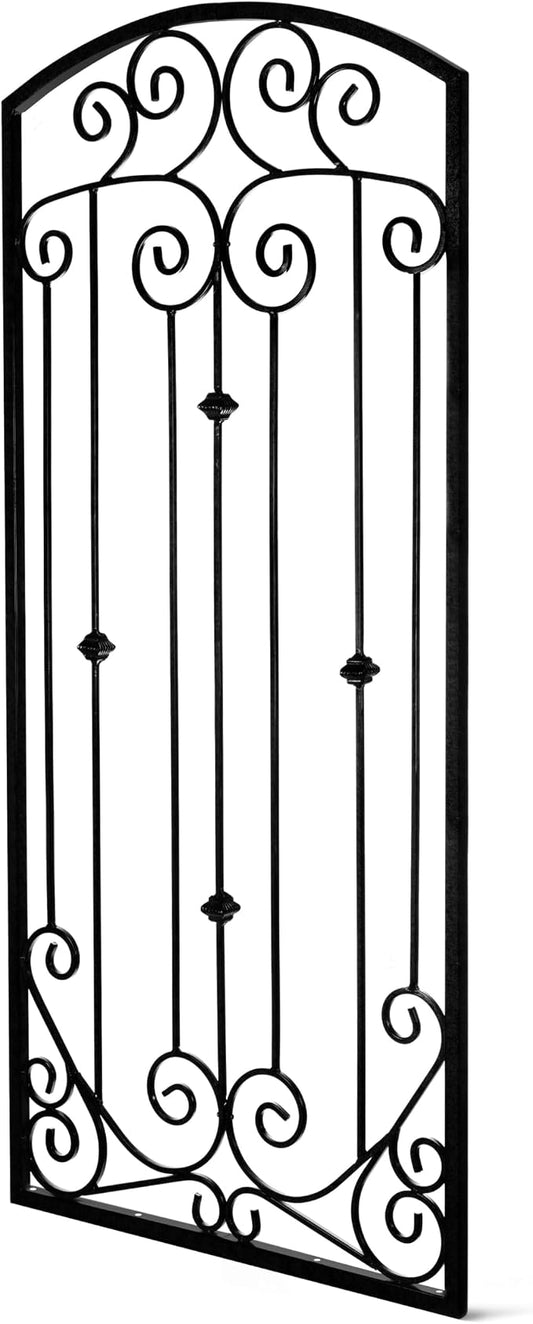 H Potter Scroll Garden Trellis 72" H, Freestanding Heavy Duty Iron, Black | Ground spikes included. Durable powder-coated finish. Supports climbing roses, clematis, ivy and vines.