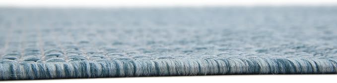 Unique Loom Collection Casual Transitional Solid Heathered Indoor/Outdoor Flatweave Area Rug (4' 1" x 6' 1" Rectangle, Aquamarine/Ivory)