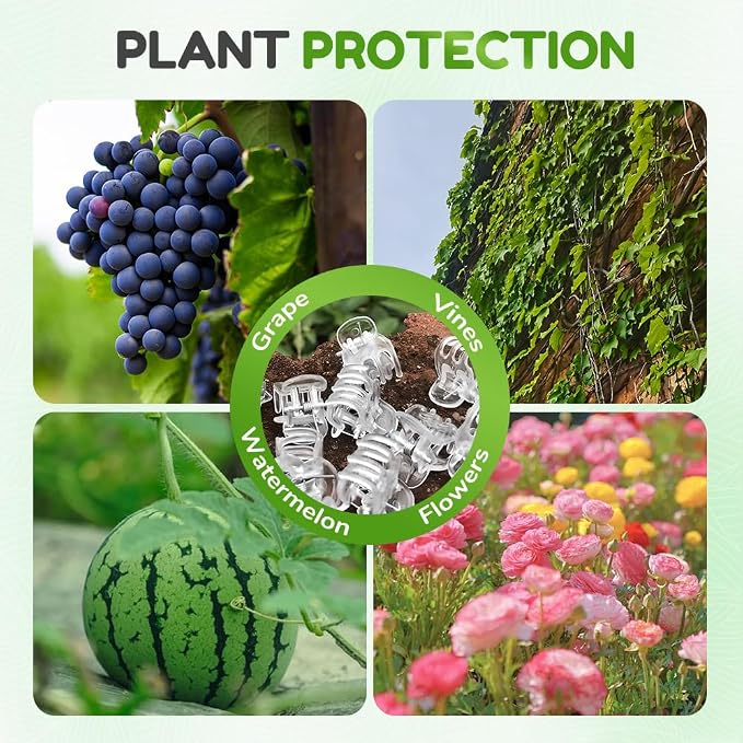 Plant Clips for Climbing Plants, Orchid Clips Plant Support Clips Secured Plastic Plant Clips, Plant Fixing Clips Reusable Garden Clips Vine Clips for Supporting Stems Vines Grow (100, Transparent)