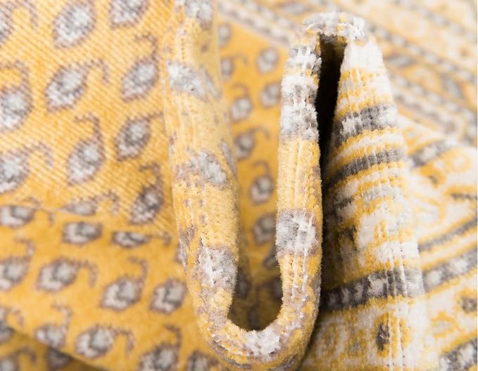 Unique Loom Williamsburg Collection Traditional Border with Dotted Center Area Rug, Rectangular 7' 1" x 10' 0", Yellow/Beige
