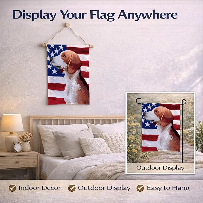 Caroline's Treasures CK6503GF Deutsche Bracke Dog American Flag Garden Flag Mailbox Flag Decorative Yard Flag Banner Outside Patio Artwork Yard Flower Beds, Garden Size, Multicolor