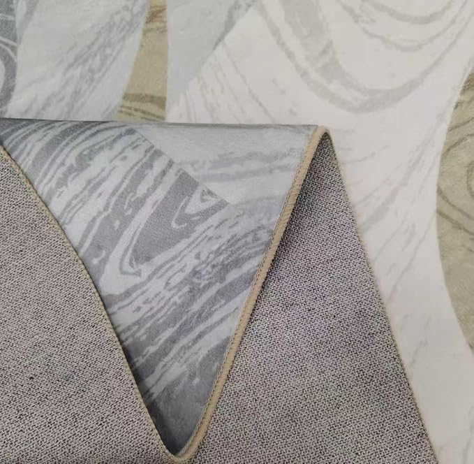 Washable Area Rug for Living Room, Indoor, Dinig Room – Soft Pile Non-Slip Rug for Kitchen – Modern Contemporary Design Machine Washable Carpet, Foldable Rug, Easy to Clean – (4X5-Cream)