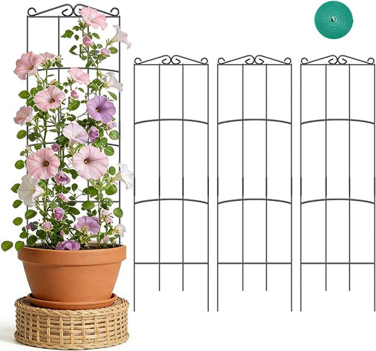 Trellis for Climbing Plants Indoor, 4 Pack 31'' Metal Plant Trellis Indoor for Potted Plants, Sturdy Plant Support Outdoor for Ivy Pothos Monstera Hoya Flower Vine, Rectangular Shape
