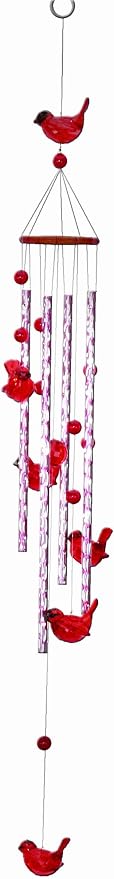 Spoontiques Cardinal Acrylic Wind Chime - Outdoor Garden Décor - Decorative Chimes for Yard, Garden, Backyard and Patio Decoration