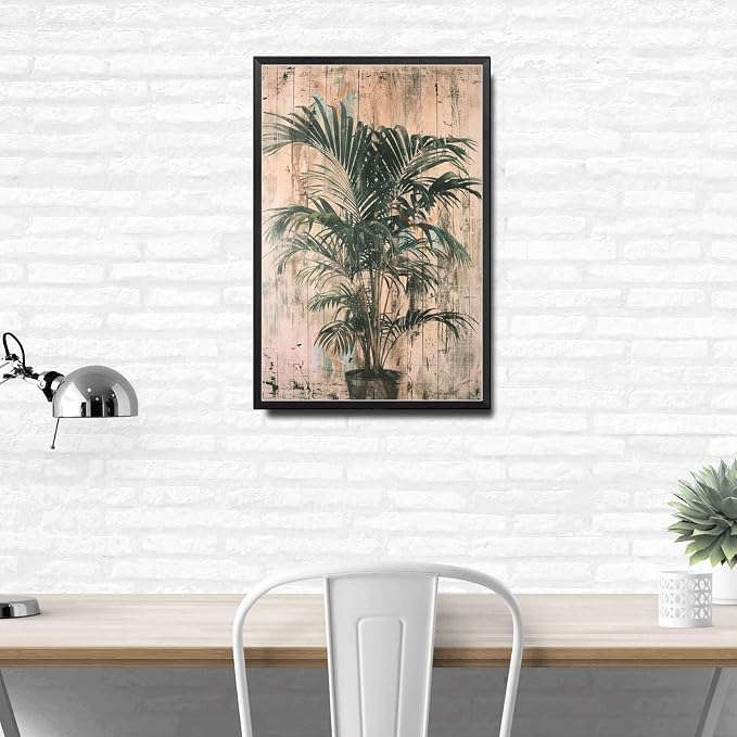 Metal Sign Tin Sign Vintage Wall Art Vintage Areca Palm Tin Sign for Rustic Paintings Shabby Chic Style and Bygone Era Charm Bar Signs for Home Bar for Club 12×16 Inches with Metal Frame