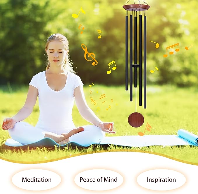 Toodour 60" Extra Large Memorial Wind Chimes for Outside, Deep Tone Wind Chimes with 6 Heavy Tubes, Unique Sympathy Wind Chime for Outdoor Garden Patio Yard Lawn - Brown