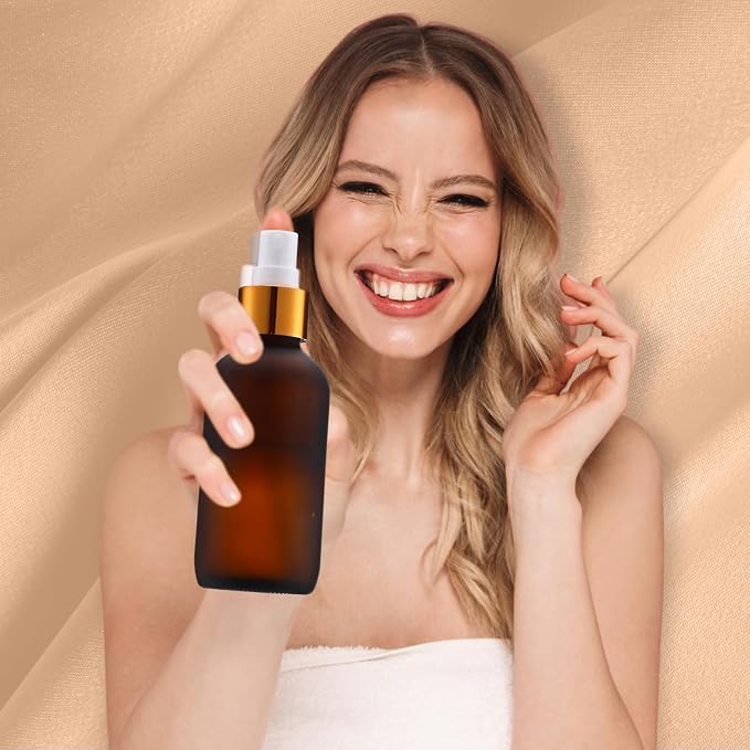 Fumete 36 Pcs Glass Spray Bottles 4oz Fine Mist Glass Spray Bottle Refillable Liquid Containers with 6 Labels 6 Funnel for Hair Travel Plants Cleaning Solutions Skin Care(Amber,Frosted)