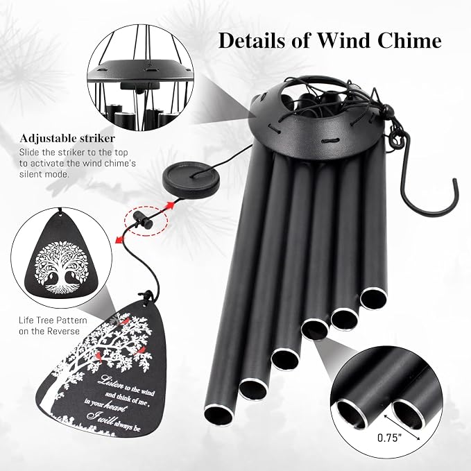Sympathy Wind Chimes for Loss of Loved One,32" Cardinal Memorial Wind Chimes for Outside, in Memory of Father Mother Husband Grandma, Bereavement Sympathy Funeral Gift for Patio Garden