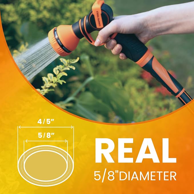 Giraffe Tools Garden Hose 50ft x 5/8", Water Hose Heavy Duty, Flexible, Lightweight Hybrid Hose with Swivel Handle, Male to Female Fittings, Burst 600 PSI (Pack of 2)