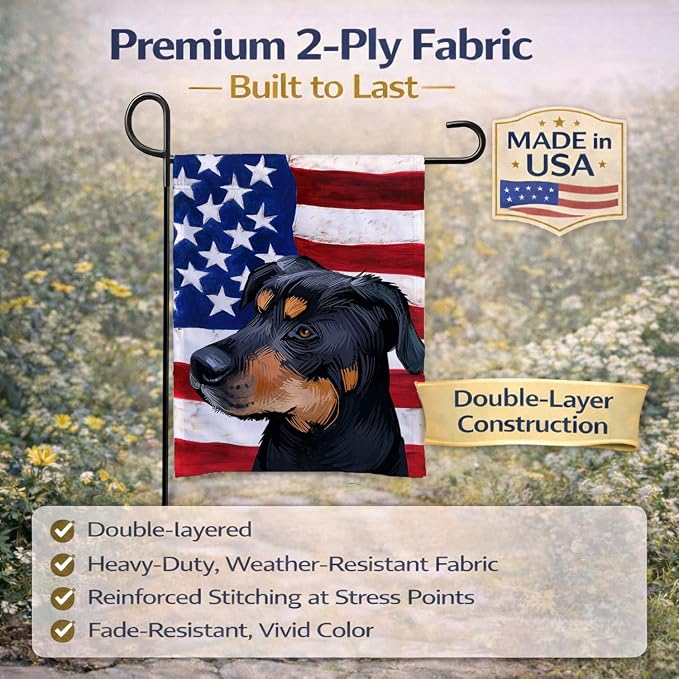 Caroline's Treasures CK6549GF Greek Harehound Dog American Flag Garden Flag Mailbox Flag Decorative Yard Flag Banner Outside Patio Artwork Yard Flower Beds, Garden Size, Multicolor