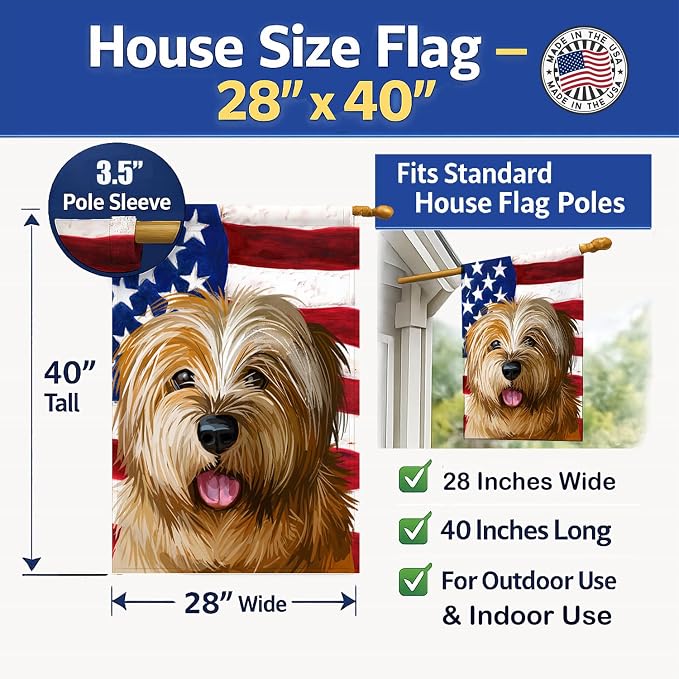 Caroline's Treasures CK6627CHF Norfolk Terrier Dog American Flag House Flag Large Porch Sleeve Pole Decorative Outside Yard Banner Artwork Wall Hanging, Polyester, House Size, Multicolor