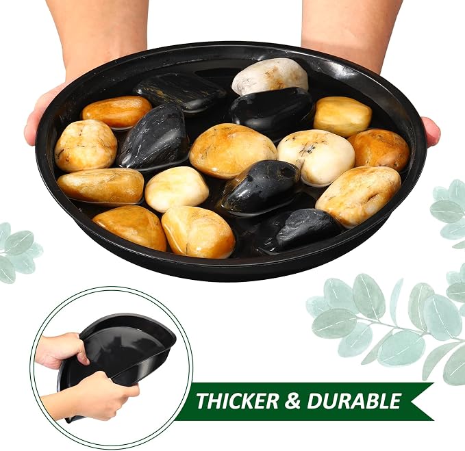 PATIKIL 4 Pack Plastic Plant Saucer, 20 Inch Plant Tray for Pots Round Plant Dish Plant Drip Trays Water Tray for Indoors Outdoors Garden, Black