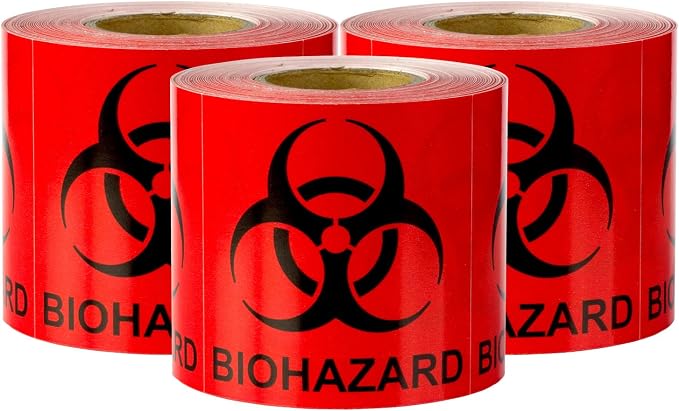 Biohazard Warning Sign Stickers (2 x 2 inch, Red - 900 Labels) Biohazard Warning Labels for Labs Hospitals & Industrial Use - Easy to Peel Off