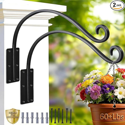 16 Inch 2 Pack Plant Hangers Outdoor,Plant Hanging Hook Bracket for Bird Feeder Hanger,Hanging Plant Hooks for Outside Baskets Lanterns Wind Chimes Outdoor Indoor