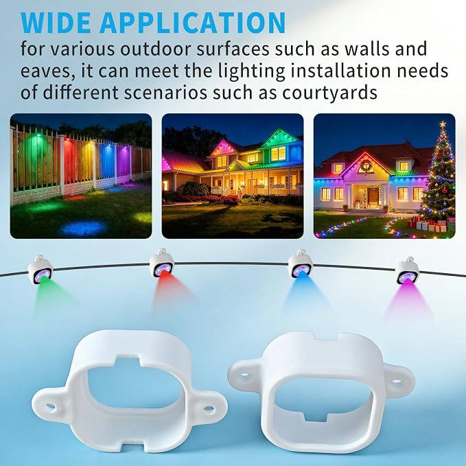 95 Pcs Light Clips for Govee Pro Permanent Outdoor Lights Compatible with Pro H706A H706B H706C Outdoor Decoration and Fixed luminaire Mounting Brackets Screws Kit (White)
