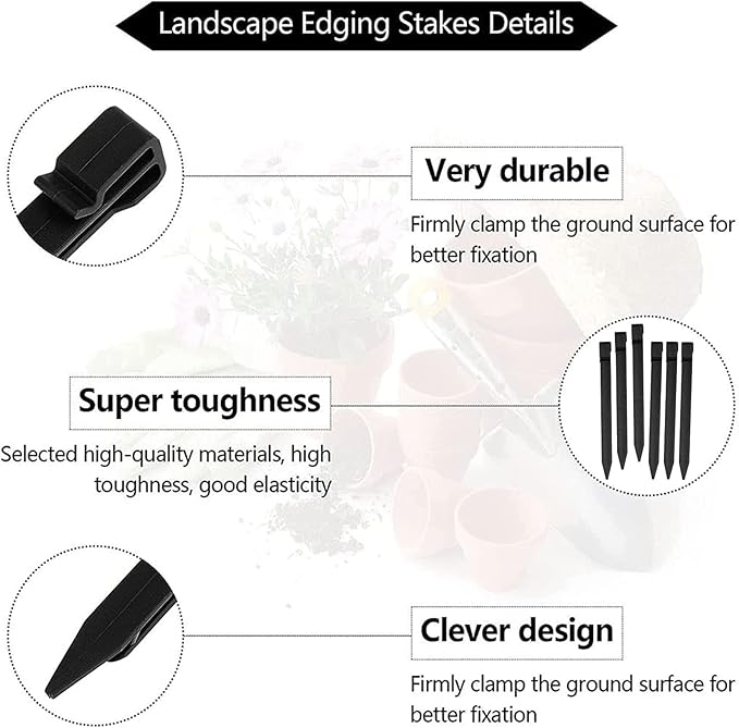 100 PCS Plastic Landscape Stakes, 10 Inch Plant Support Lawn Stake Heavy Duty for Landscaping and Garden