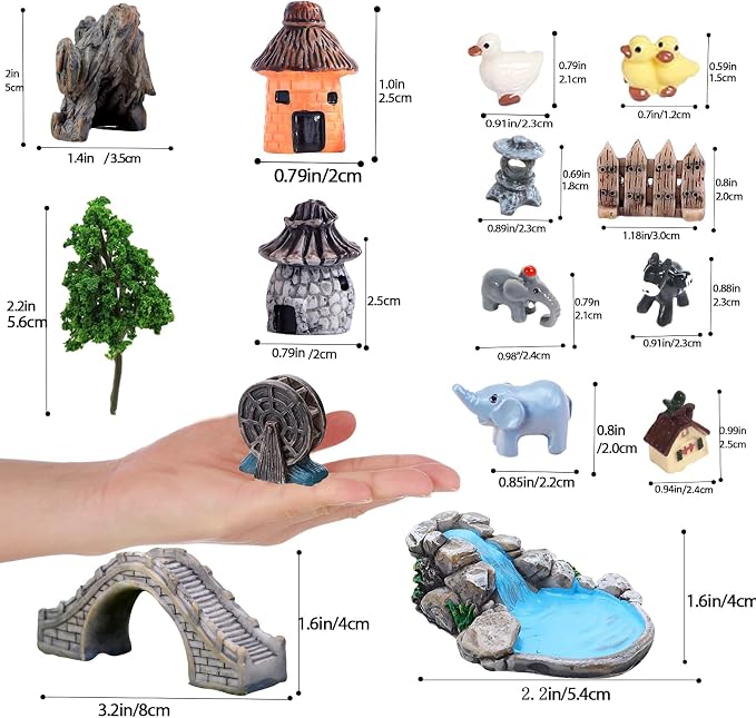 Fairy Garden Accessories Outdoor, 42 Zen Accessories, Miniature Decorations Supplies for Micro Landscape Plant Pots Bonsai Craft Decor - Fairy Kit