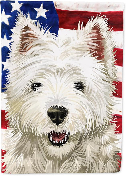 Caroline's Treasures CK6471CHF Cairn Terrier Dog American Flag House Flag Large Porch Sleeve Pole Decorative Outside Yard Banner Artwork Wall Hanging, Polyester, House Size, Multicolor