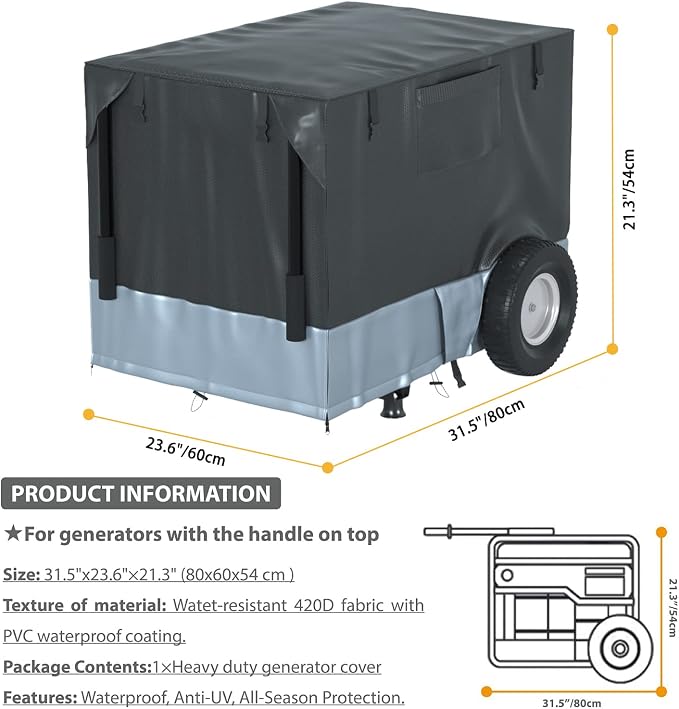 Generator Running Cover, Compatible with Generac XT8500EFI, GP3600, and Similar Size Generators - Can Be Used While Running