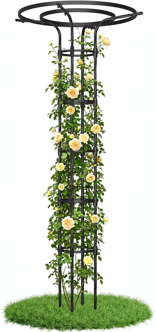 Garden Trellis for Climbing Plants Outdoor,84.6" Tall Umbrella Trellis,Height Adjustable Mushroom Top with Heavy Duty Twisted PE-Coated Metal Pipe for Potted Plants Vines Rose Clematis Vegetables