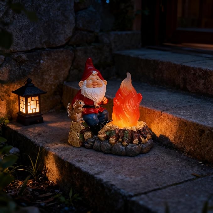 Solar Light-Up Garden Gnome Statue - Waterproof Outdoor Decor for Garden, Yard, Porch Patio Lawn Balcony,Decorations for Families and Holiday Enthusiasts for Women,Grandma, Housewarming