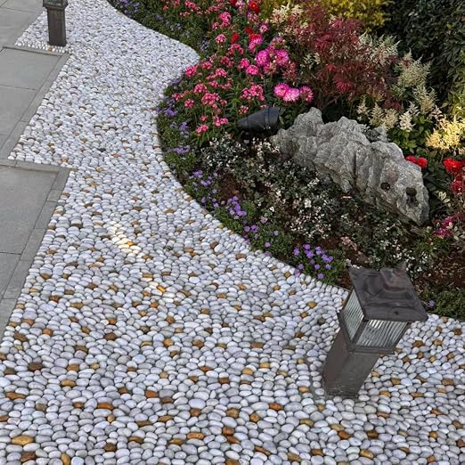 YISZM 40lbs Large River Rocks for Landscaping, 3-4" White Pebbles for Garden Design, Hand-Picked Smooth Stones for Fish Tank, Flower Pots, Indoor Water Fountains, Pathways, Backyard