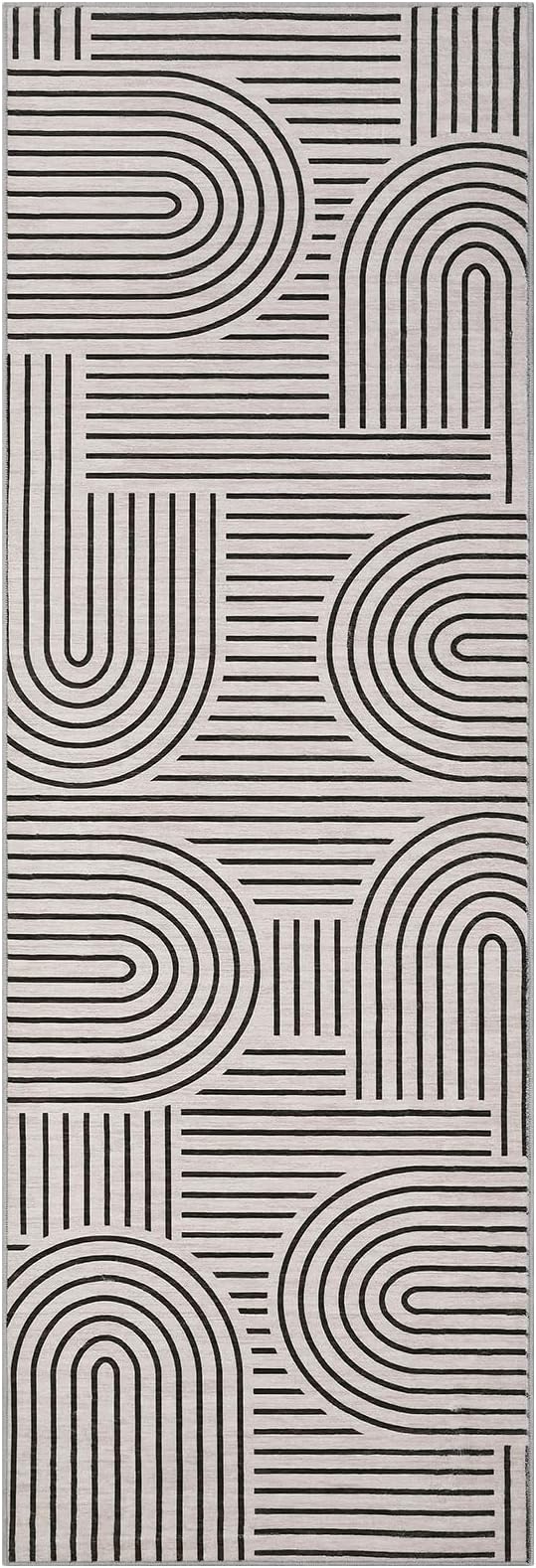 ROYHOME Modern 2x6 Hallway Runner Rug Non Slip Soft Kitchen Rug Light Camel | Abstract Washable Mat, Rainbow Geometric Runners Rugs for Bedroom, Long Rugs for Entryway Arch Pattern Bathroom Laundry Dorm