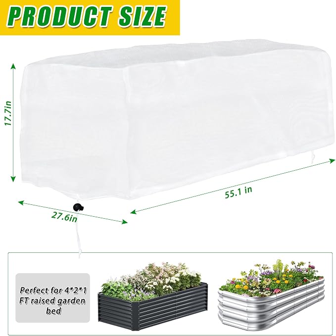 Frost Cloth Plant Freeze Protection, 4.6x2.3 FT Raised Bed Cover for Winter | Rectangular Plant Covers Freeze Protection with Insulated Liner, Frost Cloth Blanket for Outdoor Plants Raised Garden Beds