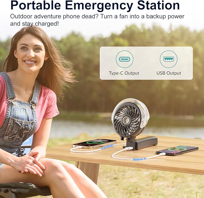 HandFan 4000mAh Portable Misting Fan, 50ml Water Tank, Rechargeable Handheld Personal Mister Fan, Spray Water Mist, Foldable Electric Cooling Ice Fans for Beach, Travel, Outdoors(Black)