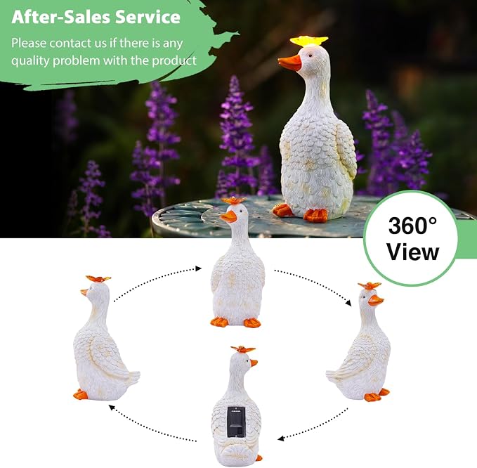 Garden Goose with Solar Butterfly Statue | Durable resin material for yard use, warm LED glow, unique gift for mom & garden lovers, housewarming decor