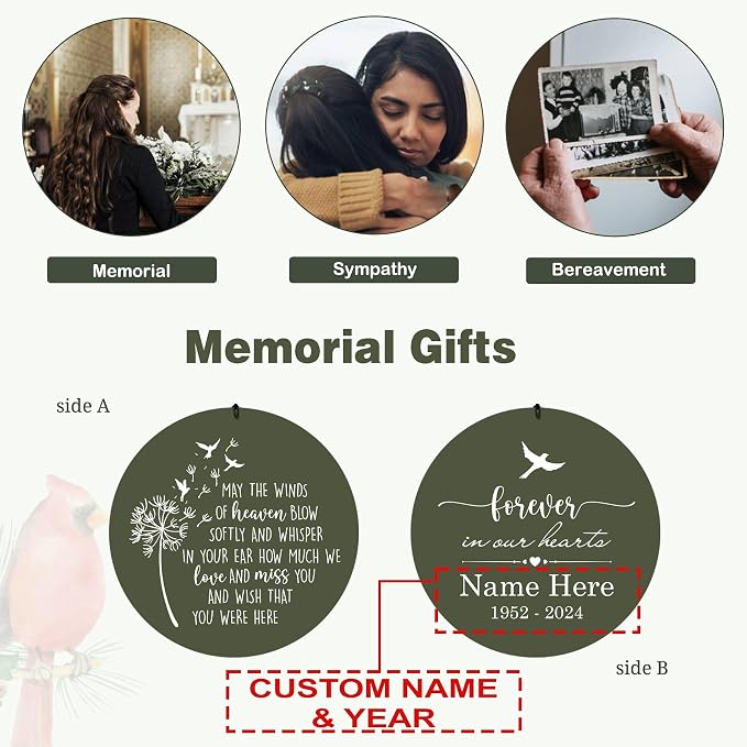 Personalized 30/36 inch Wind Chimes Memorial, Deep Tone Memorial Wind Chimes for Loss of Loved One/Mom/Dad, Sympathy Gifts for Bereavement(Produced in Texas)