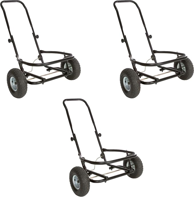 Miller 3-Pack Muck Cart Utility Wagon, 70-Quart Tub Compatible, 350-Pound Capacity – Foldable Two-Wheel Farm & Ranch Transport with Adjustable Handle, Pneumatic Tires, and Kickstand, CA500