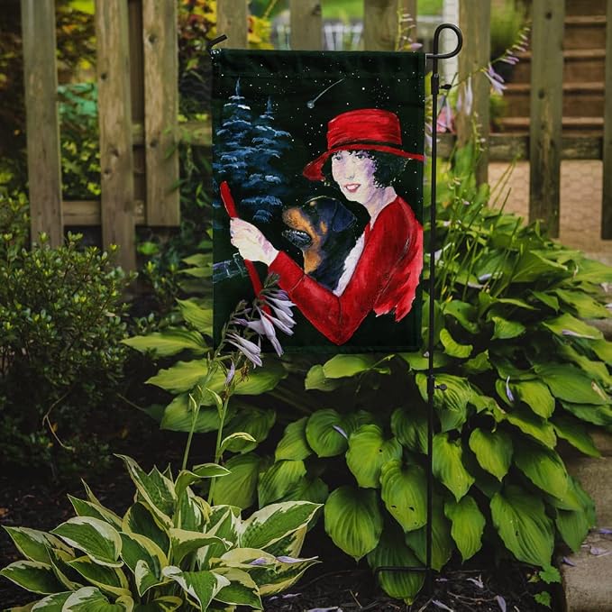 Caroline's Treasures SS8551GF Lady driving with her Rottweiler Garden Flag Mailbox Flag Decorative Yard Flag Banner Outside Patio Artwork Yard Flower Beds, Garden Size, Multicolor