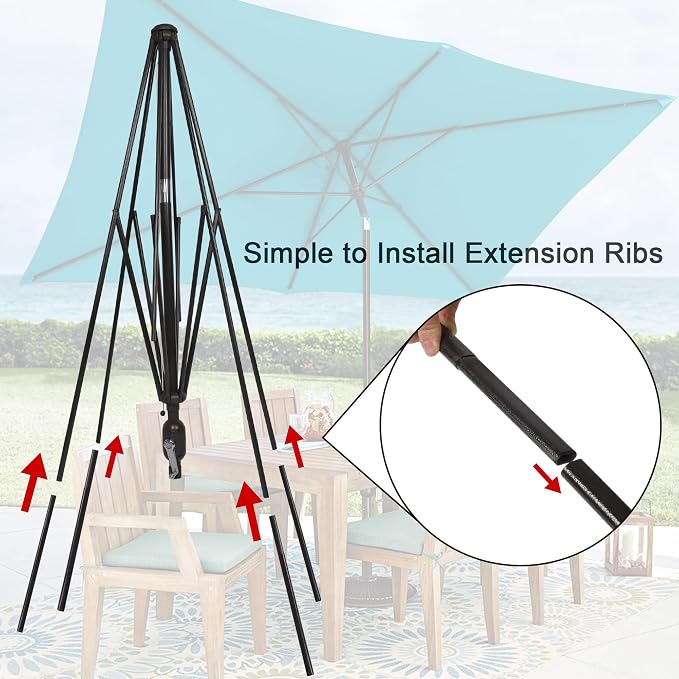 Blissun Rectangular Patio Umbrella, Table Market Umbrella with Tilt and Crank, Outdoor Umbrella for Garden, Deck, Backyard, Pool and Beach