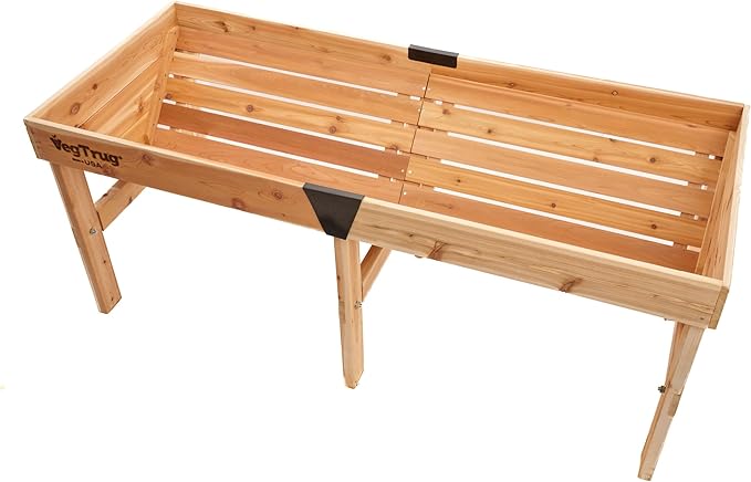 VegTrug Classic Raised Bed, Natural, Medium 1.8m - Made in USA - Uncoated Red Cedar Wood V-Shaped Garden Bed for Outdoor Gardening - Ergonomic Design for Balcony, Patio & Small Spaces  
