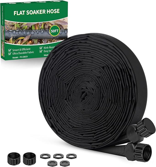 Soaker Hose 50 ft, Garden Hose With Drip Irrigation System, 1/2 Linkable Consistent Drip Irrigation Hoses, Leakproof Design Water Hose, Save 80% of Water for Garden, Farm, Orchard Plantation