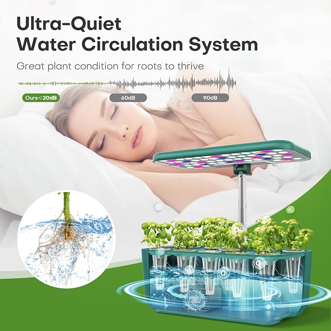 Ahopegarden Hydroponics Growing System: 10 Pods Indoor Herb Garden with LED | Plant Germination Kit with Growth Lamp, Countertop Hydroponic Planter for Fresh Herbs, Vegetables & Lettuce Lovers, Green