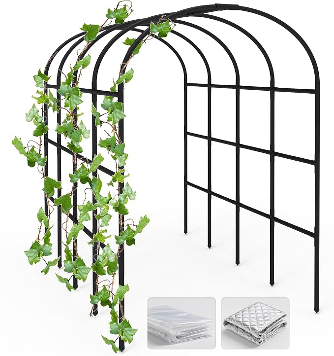 BUKLIYN Garden Arch Trellis - 90.5'' × 51'' × 90'' Greenhouses for Outdoors,Double-Layer Covering - PVC Film and Cotton Film, Suitable for All Seasons