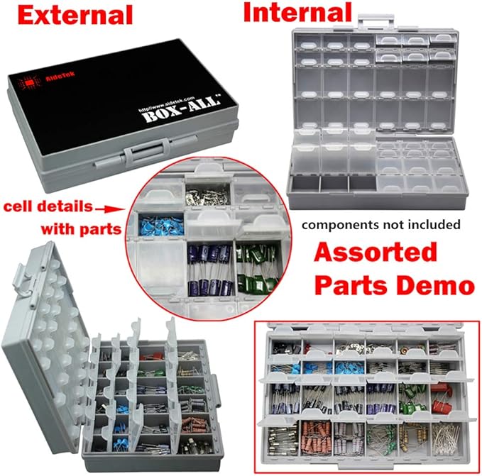 AideTek BOXALL48 48 Lids Empty Enclosure SMD SMT Organizer Size 6 inch 9 Inch Surface Mount