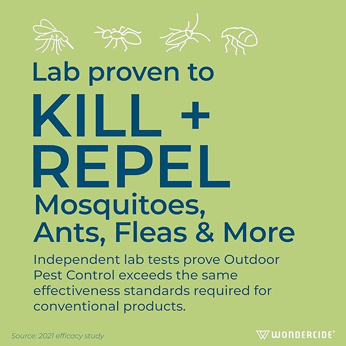 Wondercide - Outdoor Pest Control Spray with Natural Essential Oils - Mosquito, Ant, Flea, Tick, Insect Repellent, Treatment, Killer - Safe Around Pets Kids 32 oz
