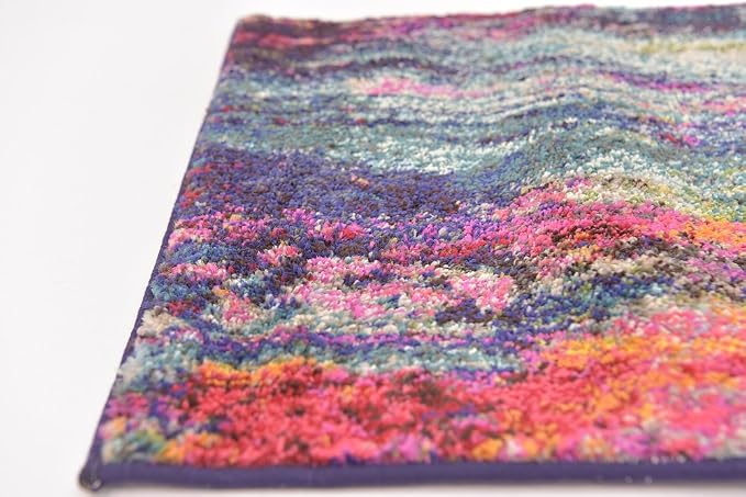Unique Loom Chromatic Collection Modern Colorful & Vibrant Abstract Area Rug For Any Home Décor (2' 2 x 6' 7 Runner, Multi/ Light Blue)