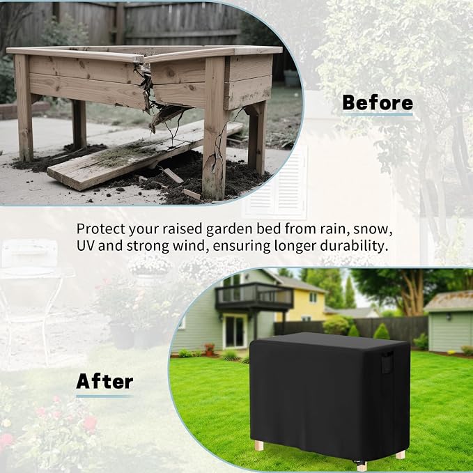 Outdoor Raised Garden Bed Cover for Winter (Only Cover),Waterproof Raised Planter Boxes Stand Covers - 87 x 22 x 22 inch