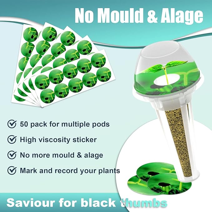 Haligo 124 pcs Seed Pod Kit for Aerogarden, Grow Anything Kit for Indoor Hydroponics Garden, Hydroponics Supplies with 50 Grow Sponges, 50 Pod Labels, 12 Baskets, 12 Planting Domes