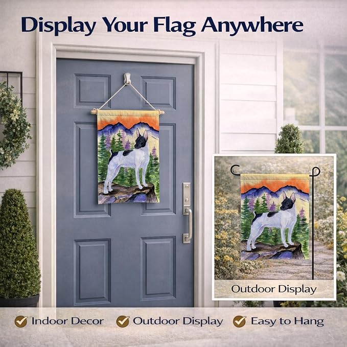Caroline's Treasures SS8224GF Rat Terrier Garden Flag Mailbox Flag Decorative Yard Flag Banner Outside Patio Artwork Yard Flower Beds, Garden Size, Multicolor
