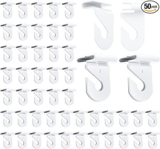 100 PCS Heavy Duty Drop Ceiling Hooks, White Aluminum T-Bar Clips Holds 20 lbs, No-Tool Installation Ceiling Hangers for Learning Places, Office, Home, Plants & Decorations