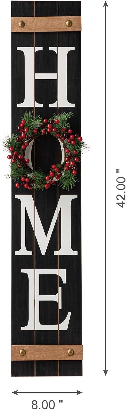 Glitzhome 42" Wooden Welcome Home Porch Sign with Interchangeable Wreaths for Front Door Vertical Farmhouse Standing Home Sign Hanging Wall Sign for Year Spring Fall Thanksgiving Christmas