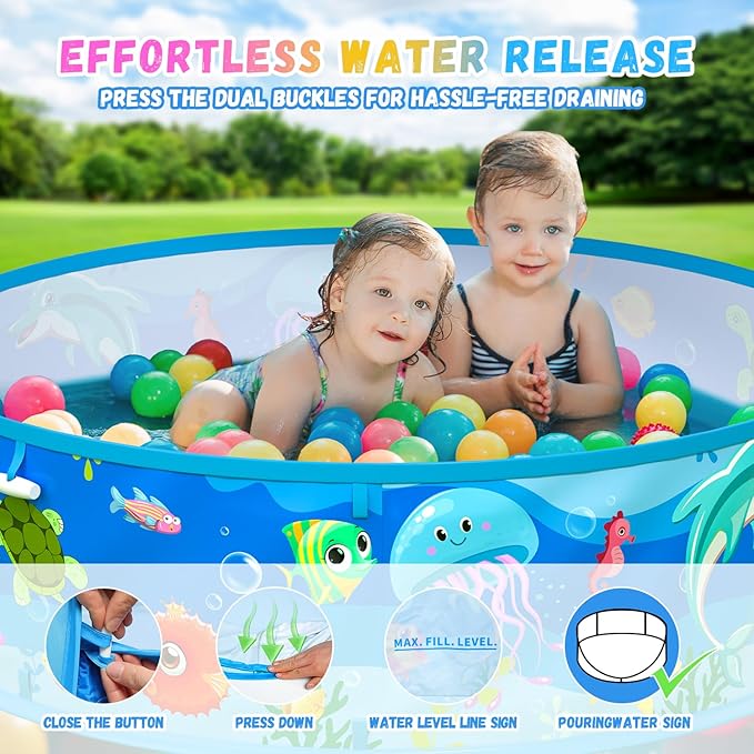Baby Pool with Canopy Foldable Kiddie Pool with Sun Shade Pools for Toddlers Baby Beach Essentials Pop Up Tent Swimming Wading Pools Portable Summer Water Play for Indoor Outdoor Beach Backyards