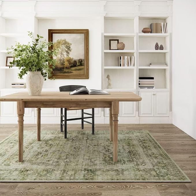 3x5 Washable Area Rug for Bedroom: Boho Entryway Rug with Non Slip Backing Low Pile Soft Faux Wool Small Throw Rugs for Living Room Kitchen Home Office Dorm Foyer Nursery Entrance Enytry Indoor