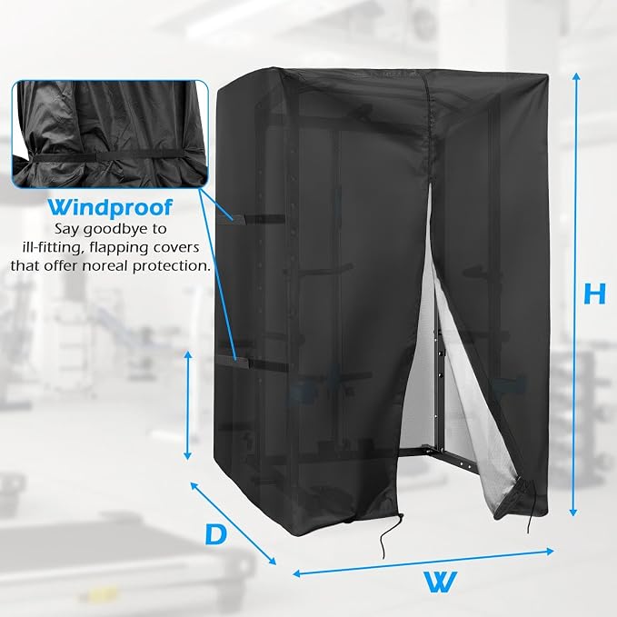 Squat Rack Cover, Waterproof Outdoor Gym Equipment Covers with Zipper for Squat Rack/Weight Lifting Rack/Home Gym Workout Equipment