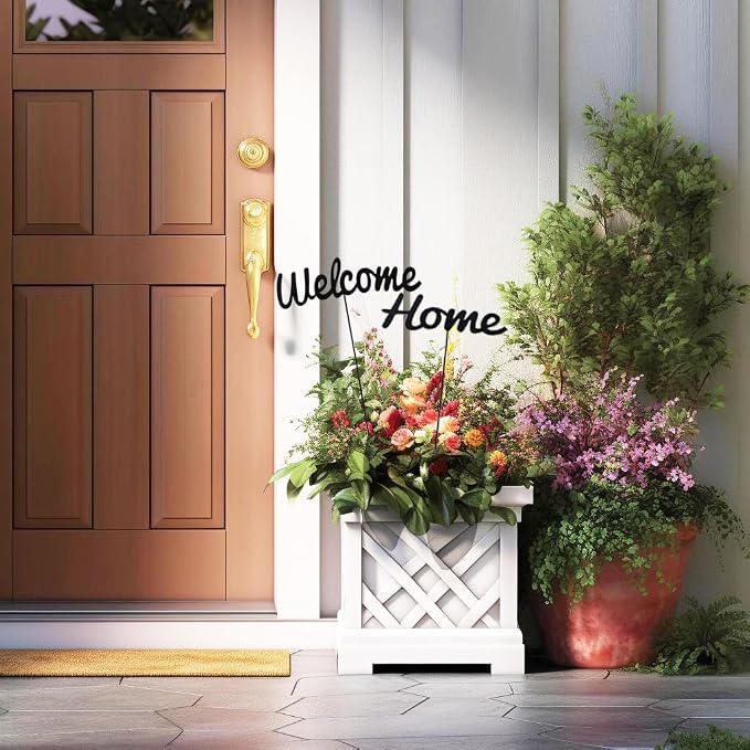 Metal Letter Welcome Yard Sign with Stake Outdoor Decorations Garden Lawn Front Porch Outside Letter Yard Sign Garden Stake Decor (Welcome Home Family)